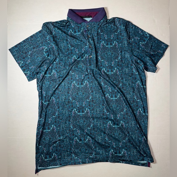 Greyson Other - Greyson Men's Patterned Polo Shirt - Blue and Purple